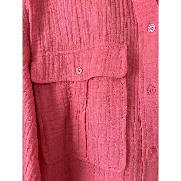 Banana Republic Gauzy Muslin Cotton Button Up Shirt‎ Beachy Coastal Oversized S - Picture 3 of 7